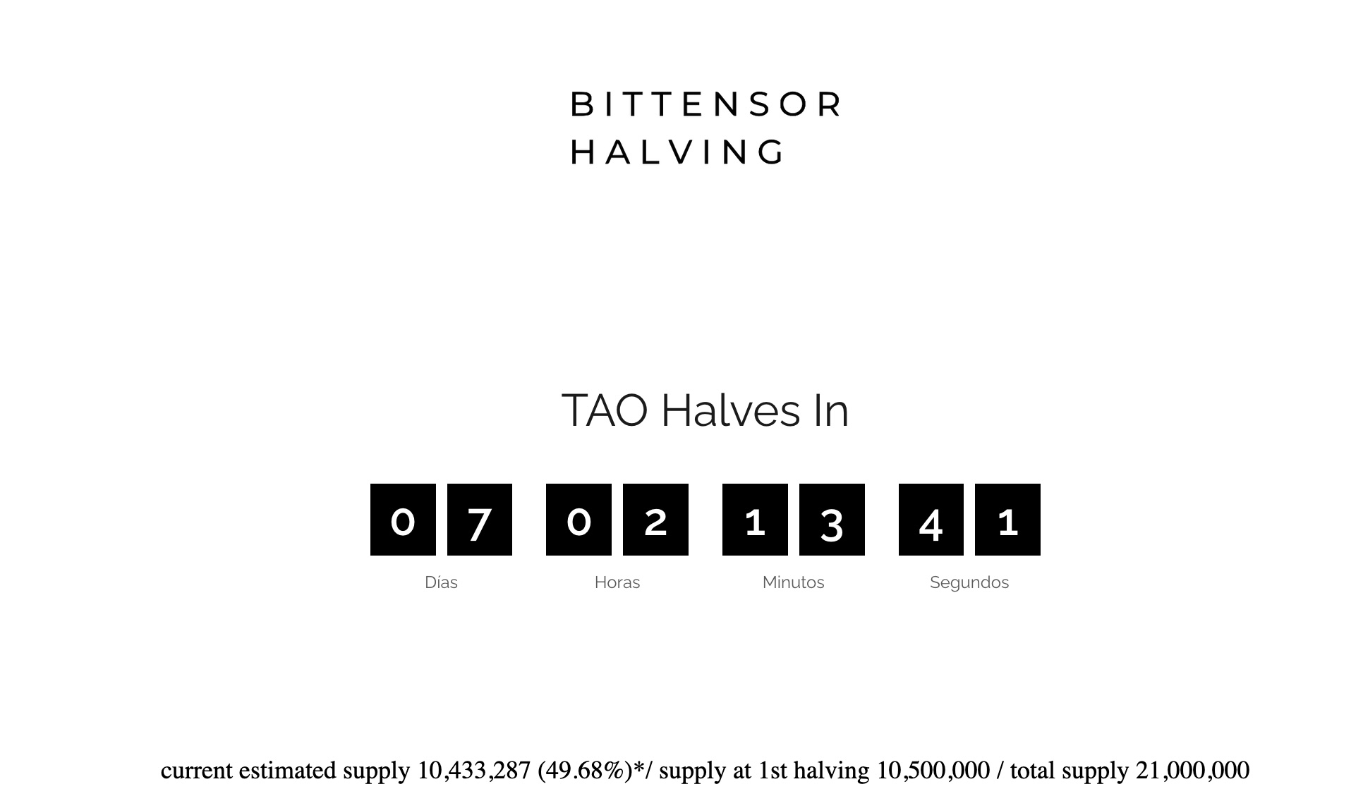 Đồng hồ đếm ngược sự kiện Bittensor halving | Nguồn: Bittensorhalving